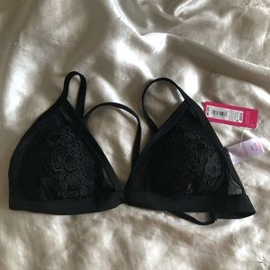 Black Mesh Flower Swimsuit Top *NEVER WORN*